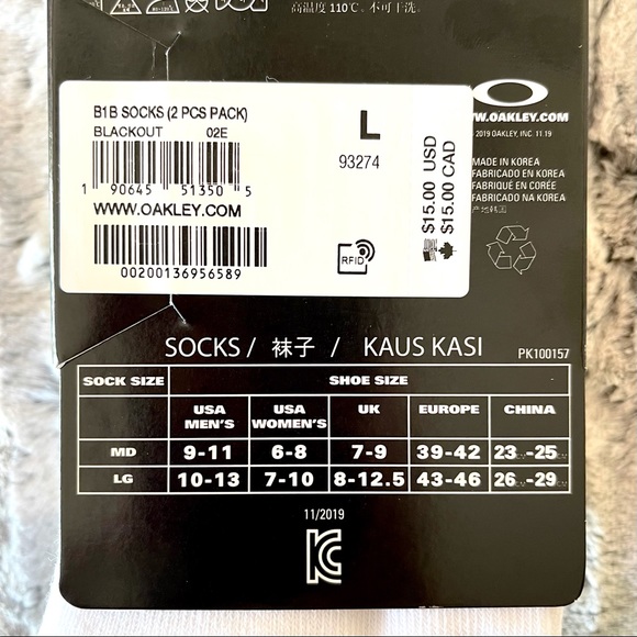 2-PACK Oakley black & white crew socks - Picture 5 of 9